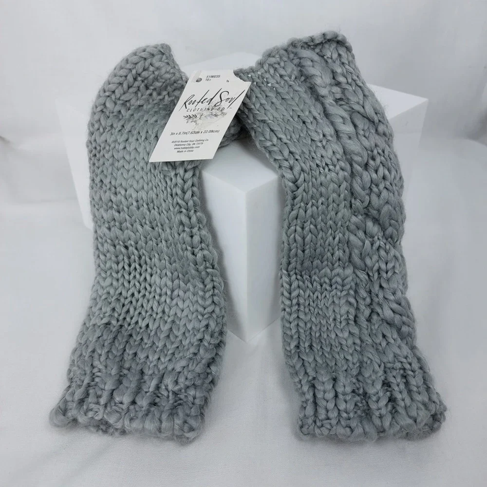 Rooted Soul‎ Fingerless Cable Knit Gloves Hand Warmers 3